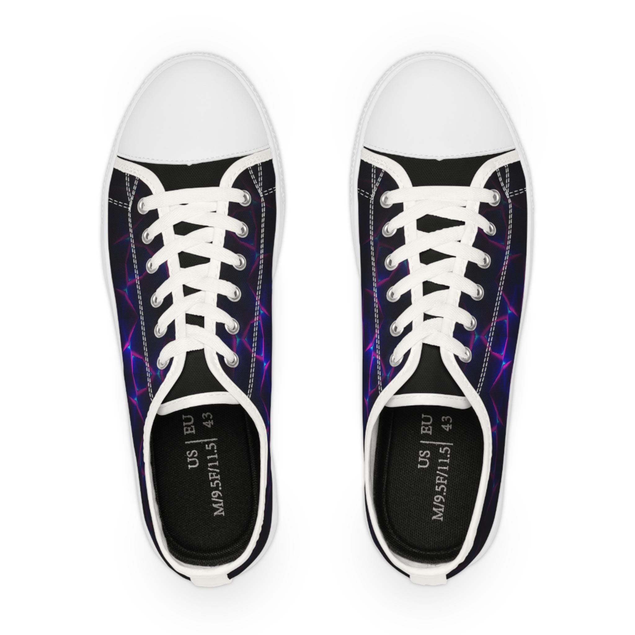 Neon Plasma Pattern Men's Low Top Sneakers | Electric Purple Grid