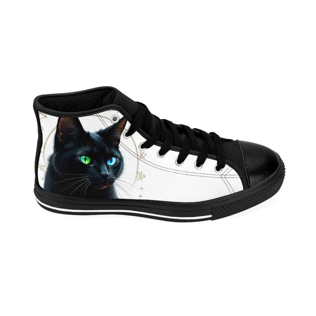 Black Cat Portrait Sneakers | High Top Canvas Shoes