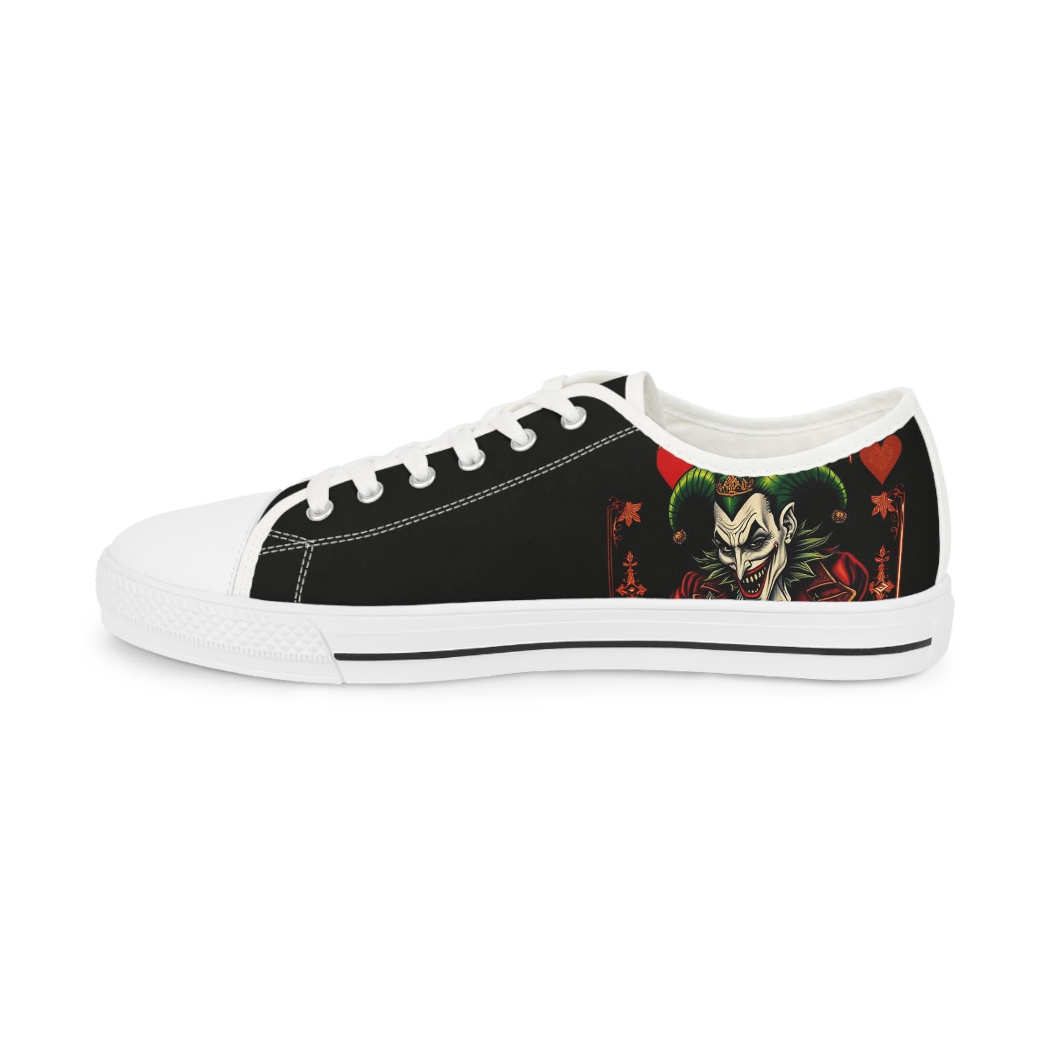 Creepy Joker Clown Face Men's Low Top Sneakers | Horror Streetwear