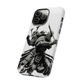 Samurai Warriors Phone Case | Black Ink Battle Illustration, Tough Case