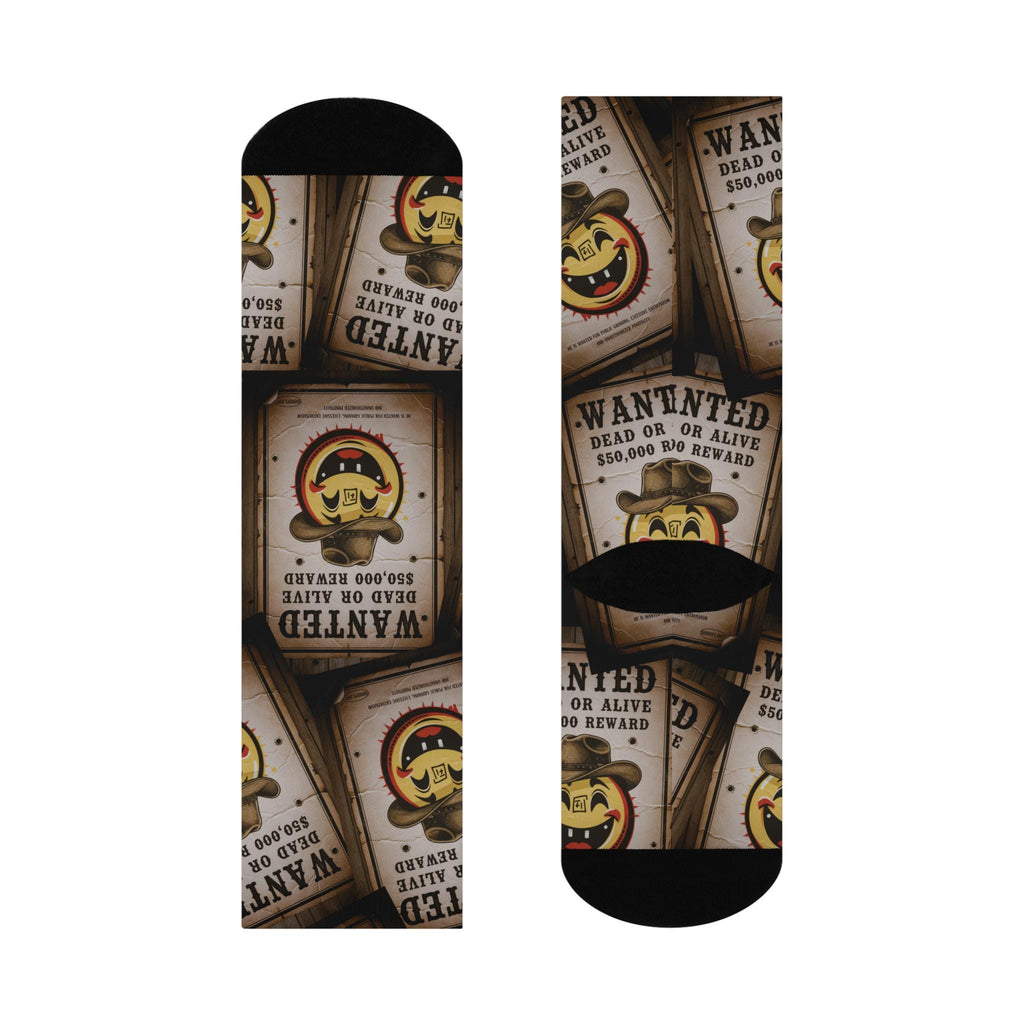 Wanted Poster Emoji Pattern Socks Cushioned Crew