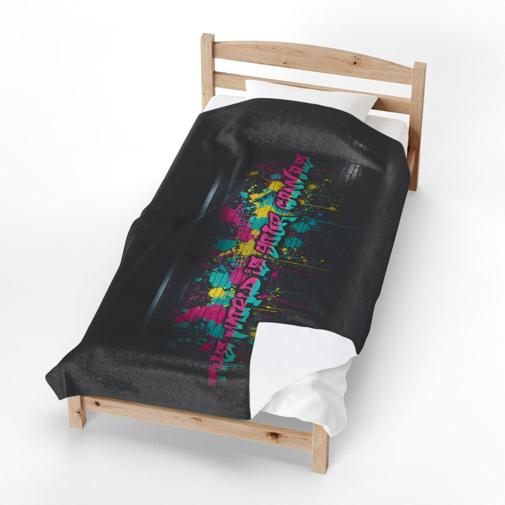 Neon Graffiti The World Is Your Canvas Art Blanket | Urban Spray Paint Alley Mural