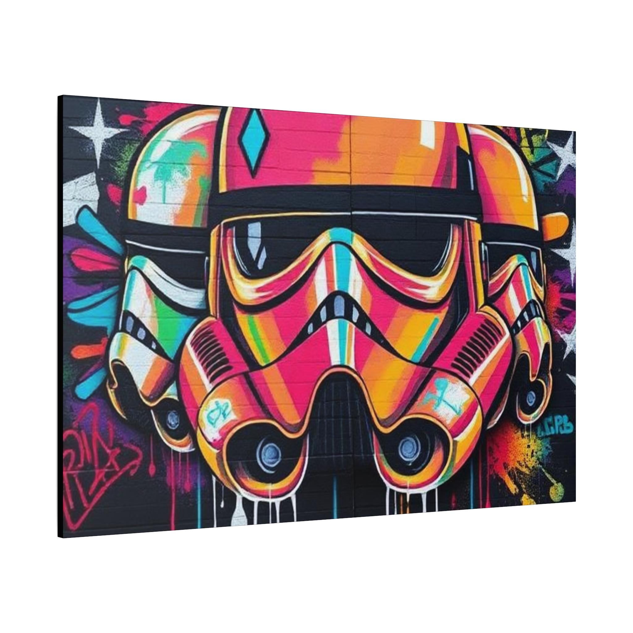 Neon Graffiti Space Trooper Canvas | Matte Stretched Wall Art
