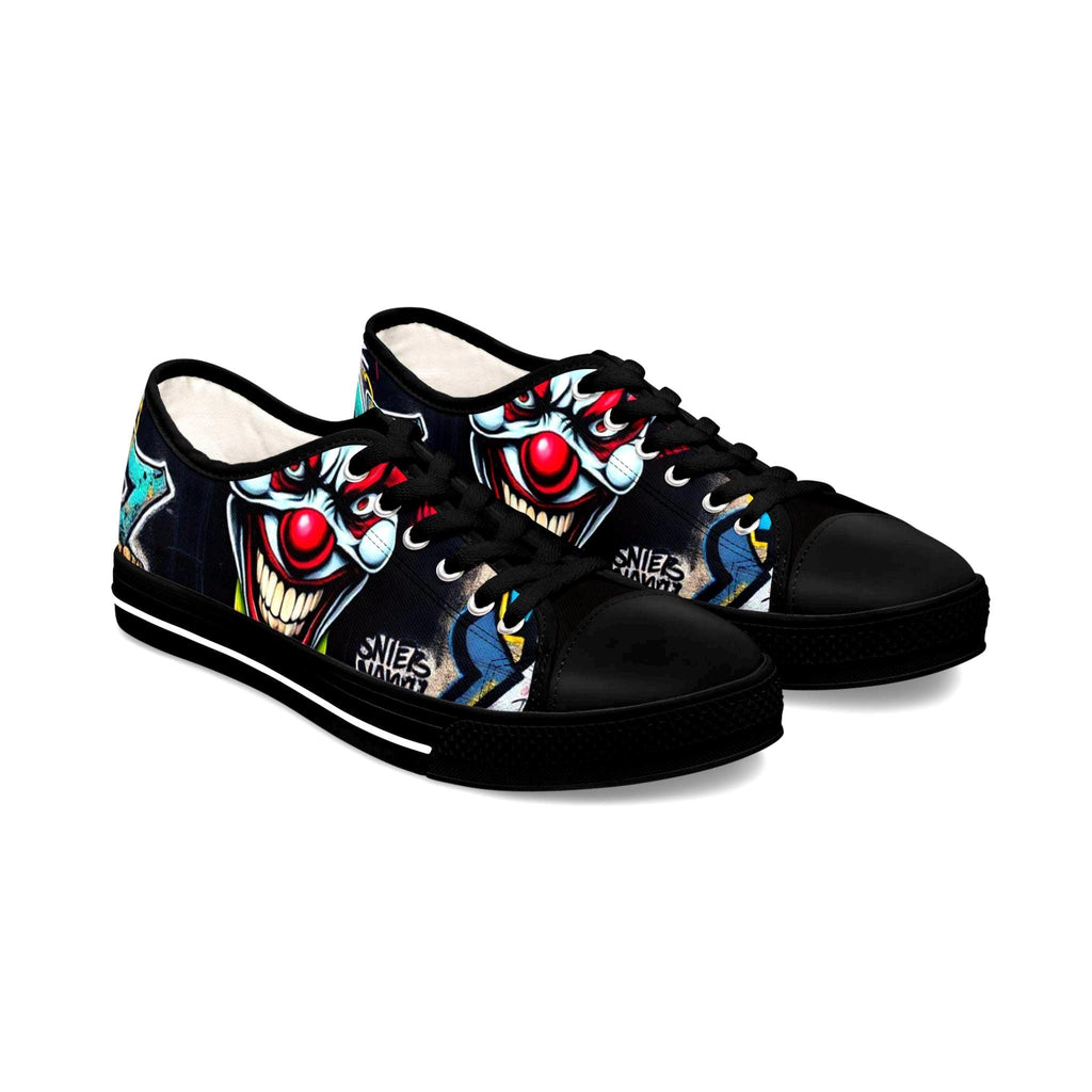 Creepy Clown Graffiti Face Women's Low Top Sneakers | Horror Carnival Art