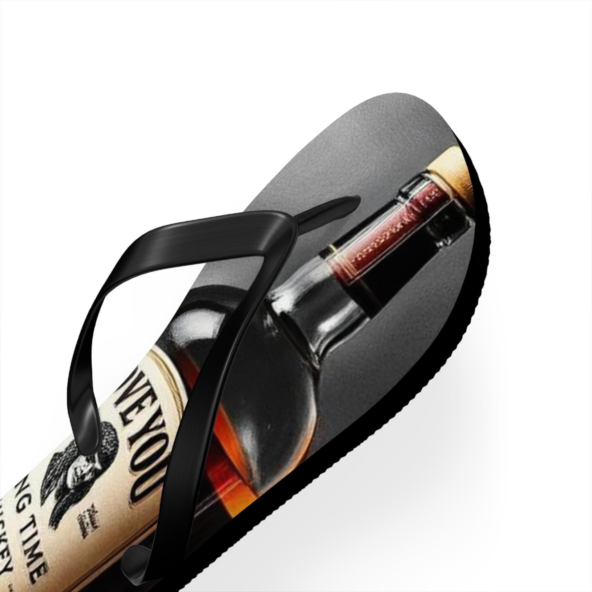 Whiskey Bottle and Heart Ice Flip Flops | Novelty Beach Sandals