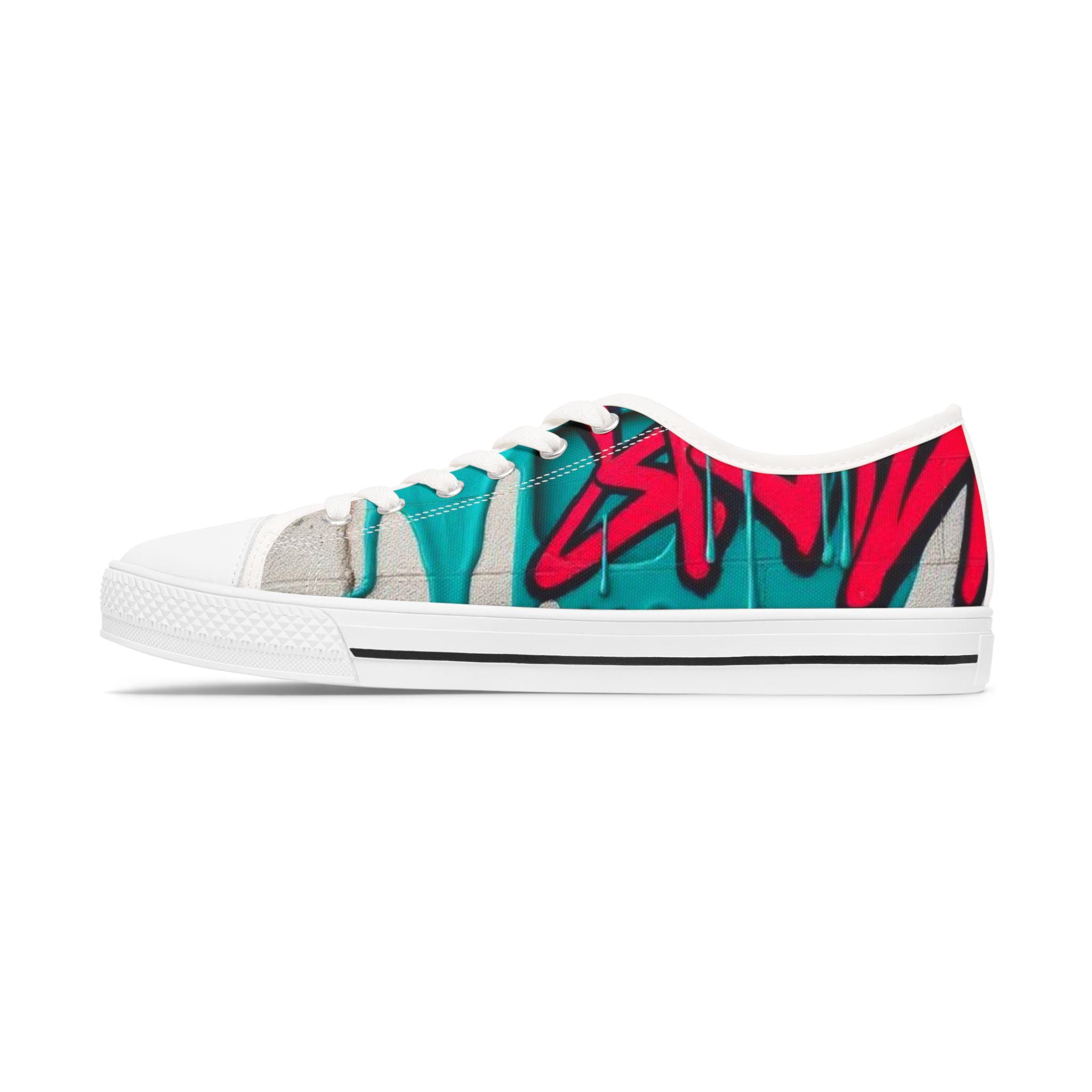 Teal Pink Street Graffiti Women's Low Top Sneakers