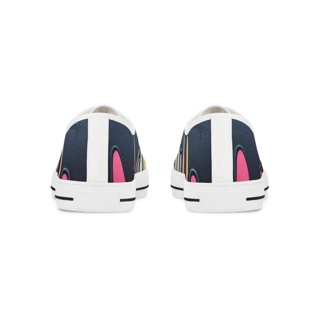 Paint Drip Pattern Men's Low Top Sneakers | Navy Patterned Canvas