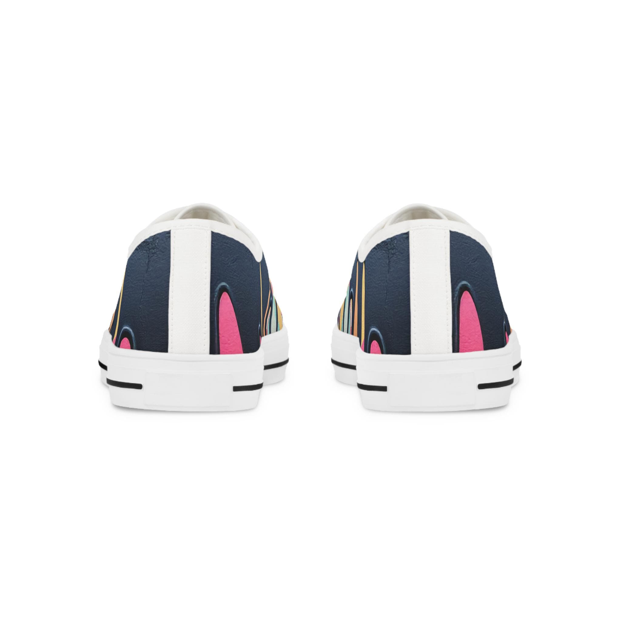 Paint Drip Pattern Men's Low Top Sneakers | Navy Patterned Canvas