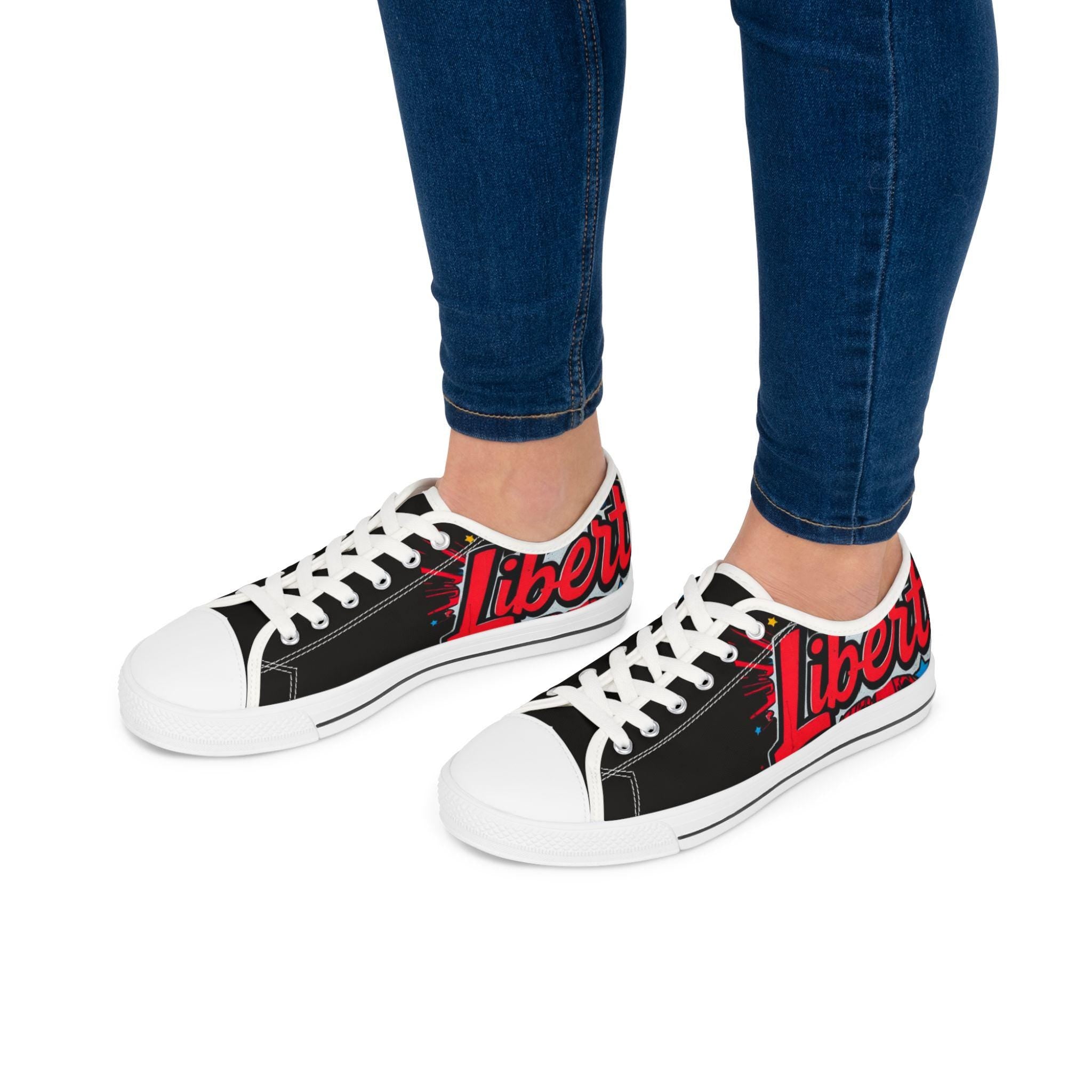 Liberty Script Sneakers | Low Top Sneakers, Retro Red Black Typography