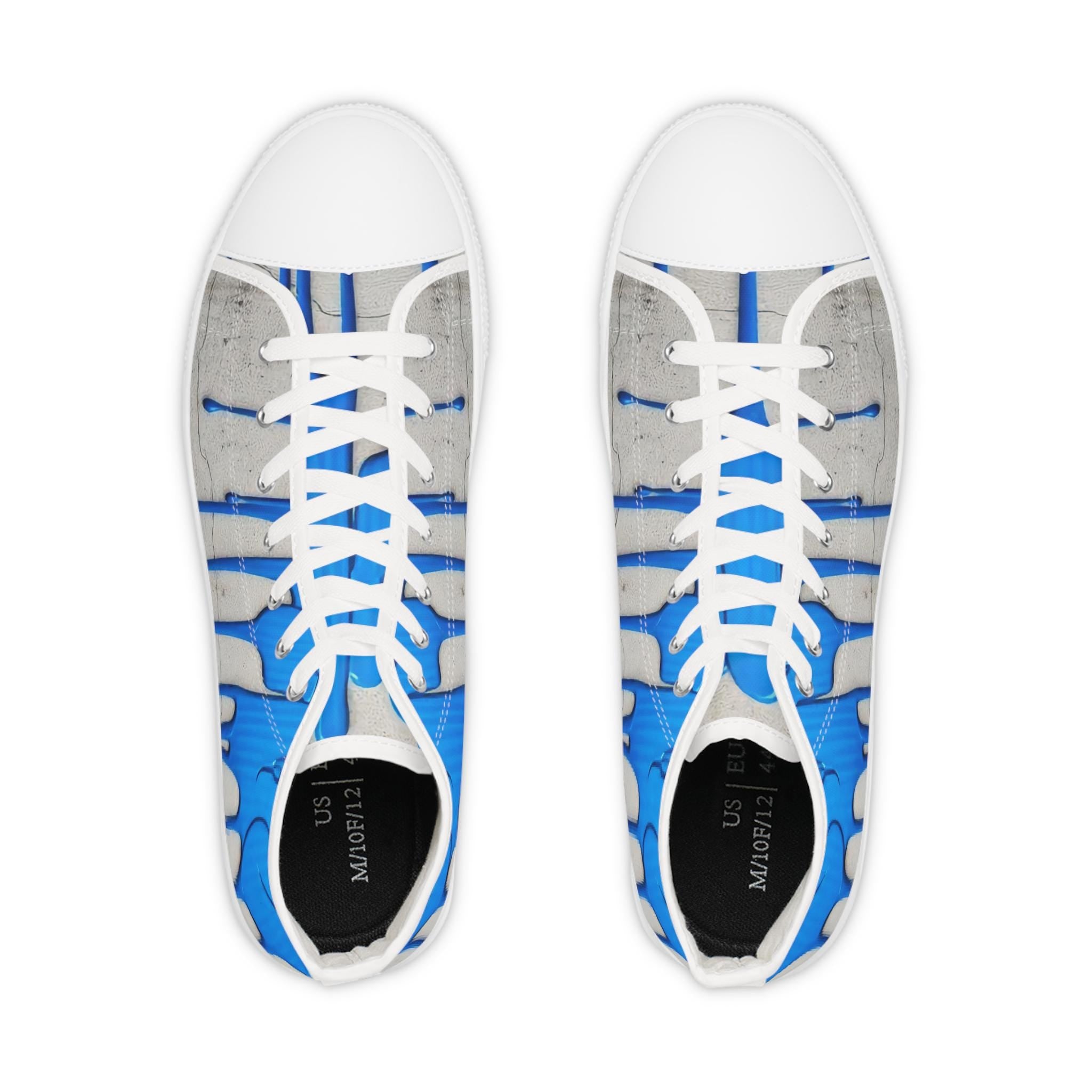 Blue Paint Drip High Top Sneakers | Abstract Streetwear Canvas Shoes