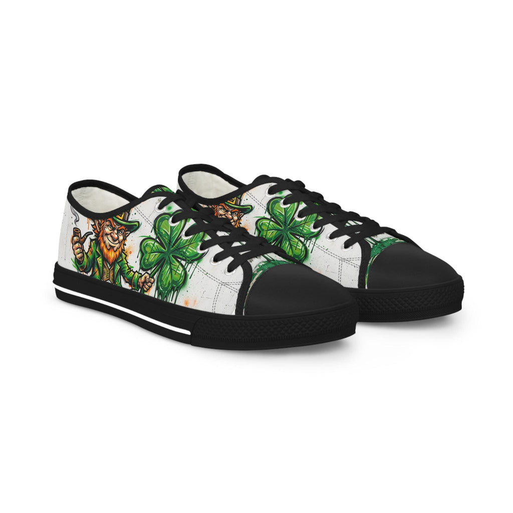 Leprechaun and Shamrocks Men's Low Top Sneakers | St. Patrick's Day Shoes