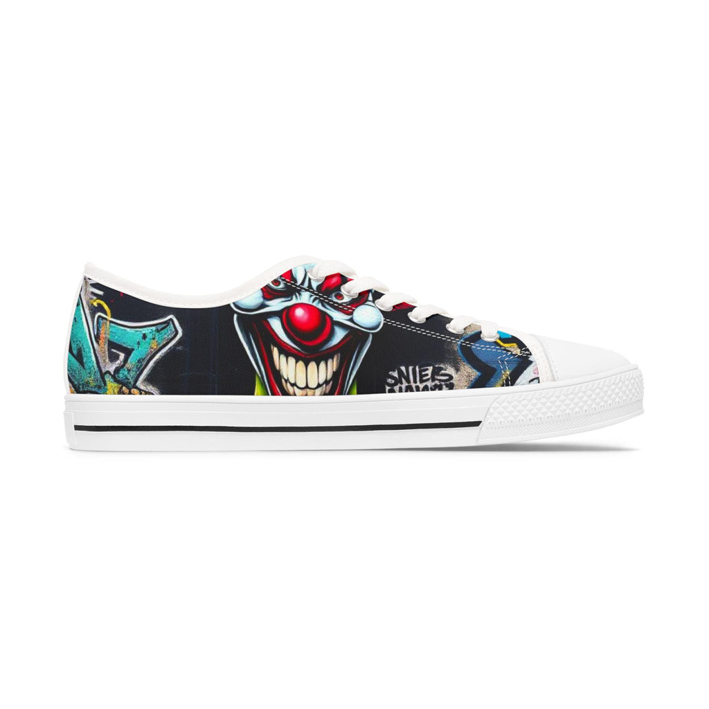 Creepy Clown Graffiti Face Women's Low Top Sneakers | Horror Carnival Art