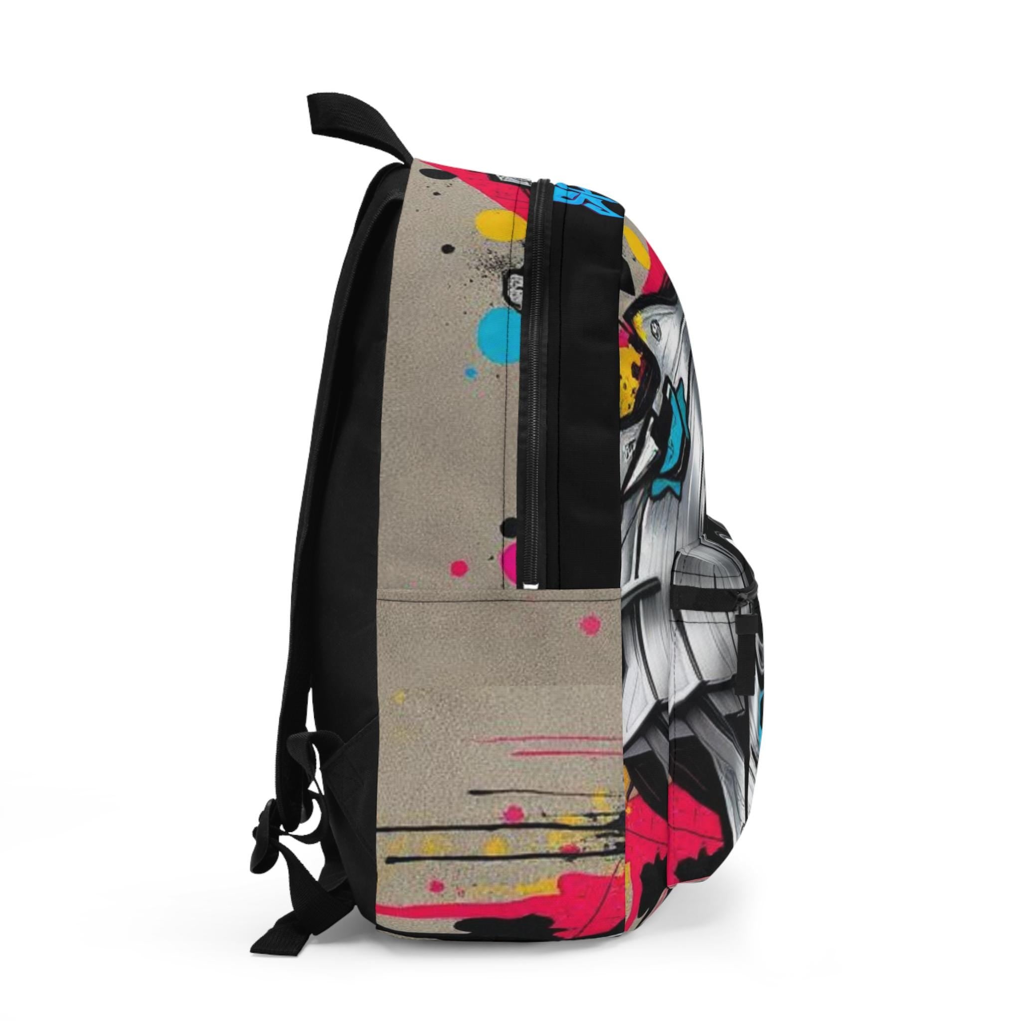 Graffiti Saw Blade Backpack | Retro Turntable Street Art