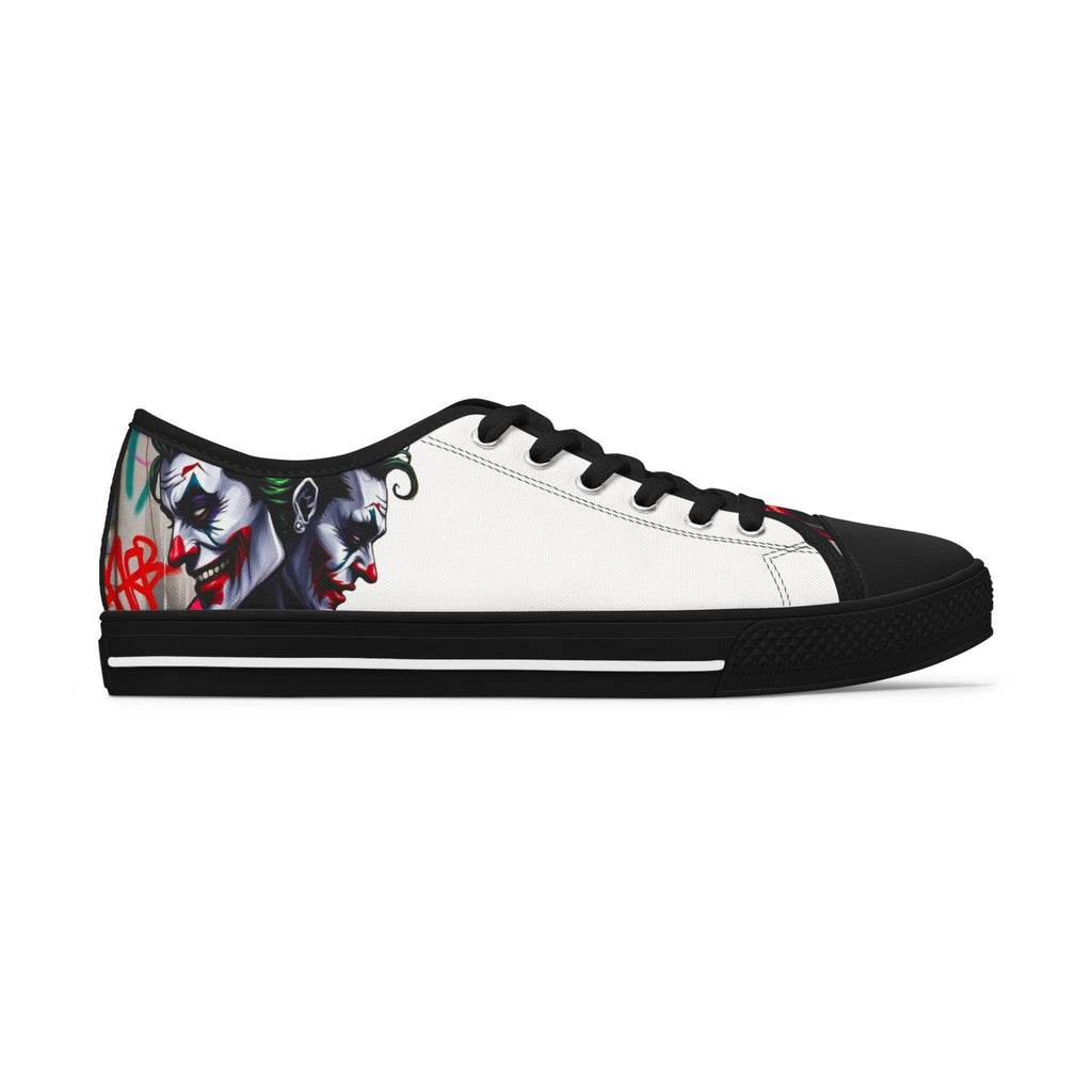 Joker Clown Face Women's Low Top Sneakers | Clown Skull Street Art Shoes