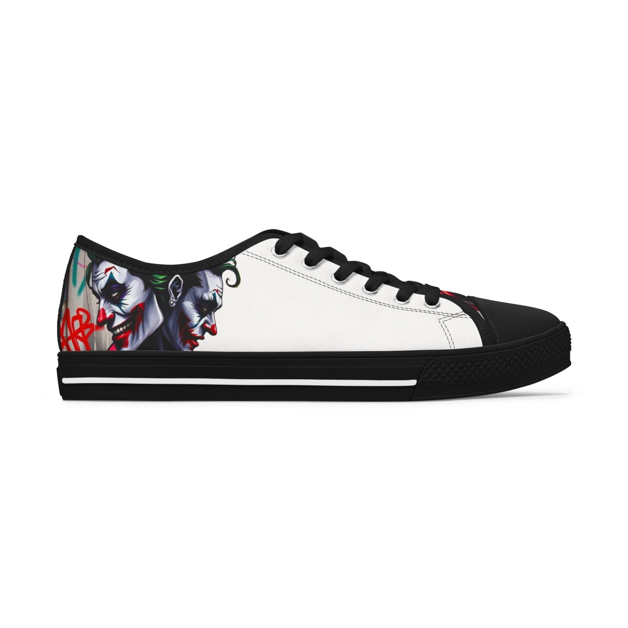 Joker Clown Face Women's Low Top Sneakers | Clown Skull Street Art Shoes