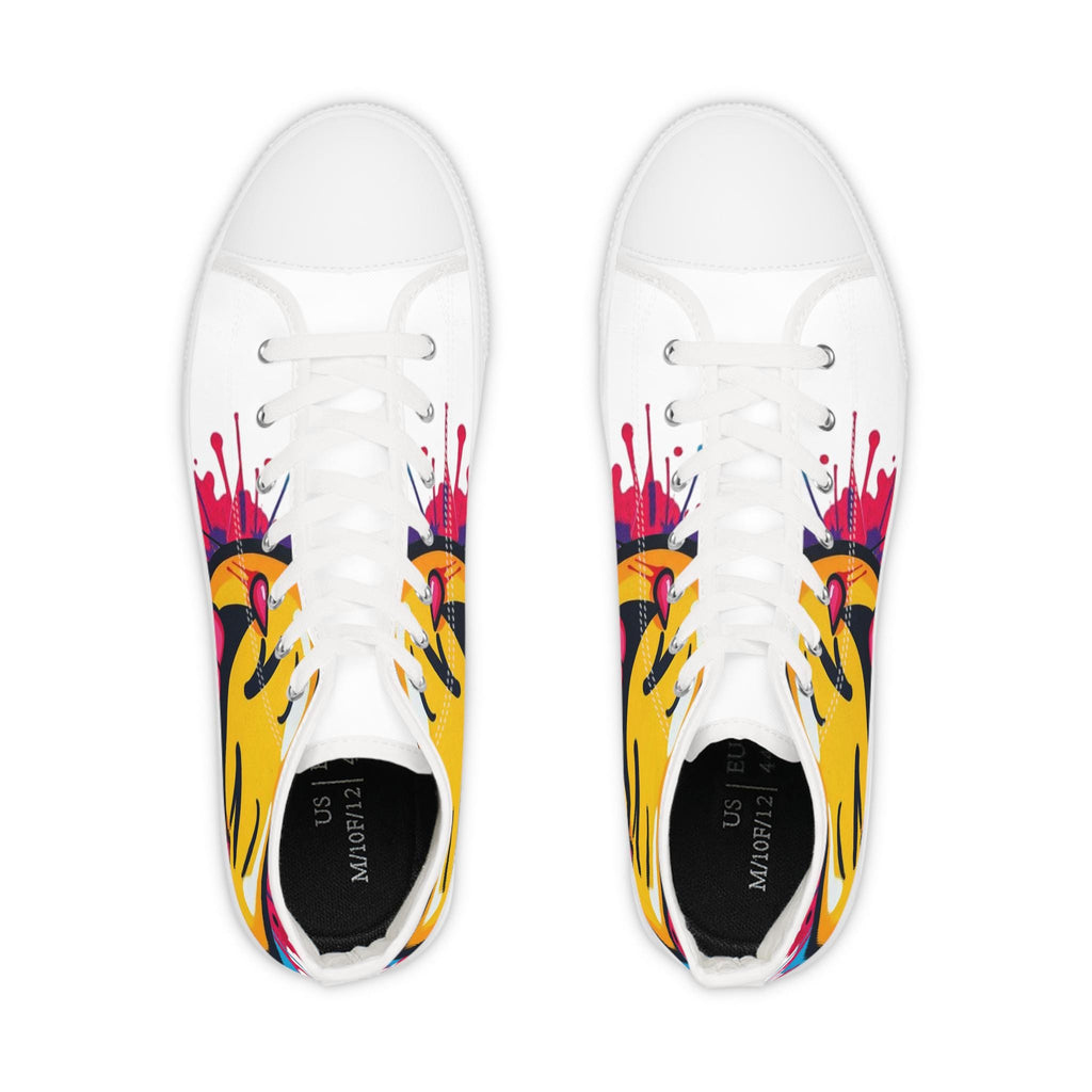 Emoji Tongue Smile High Top Sneakers | Colorful Street Art, Drip Paint