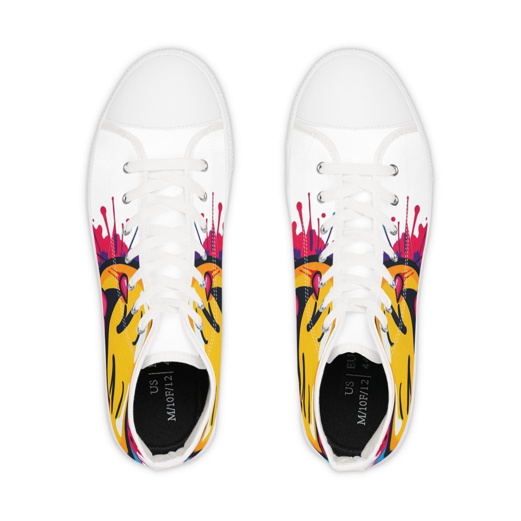 Emoji Tongue Smile High Top Sneakers | Colorful Street Art, Drip Paint