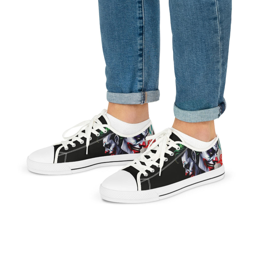 Joker Clown Face Men's Low Top Sneakers | Black Graphic Skate Shoes