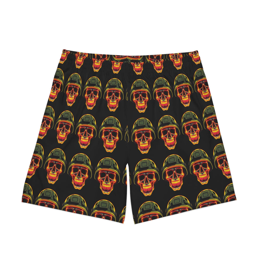 Retro Soldier Skull Pattern Swim Shorts | Beach Shorts, All-Over Print