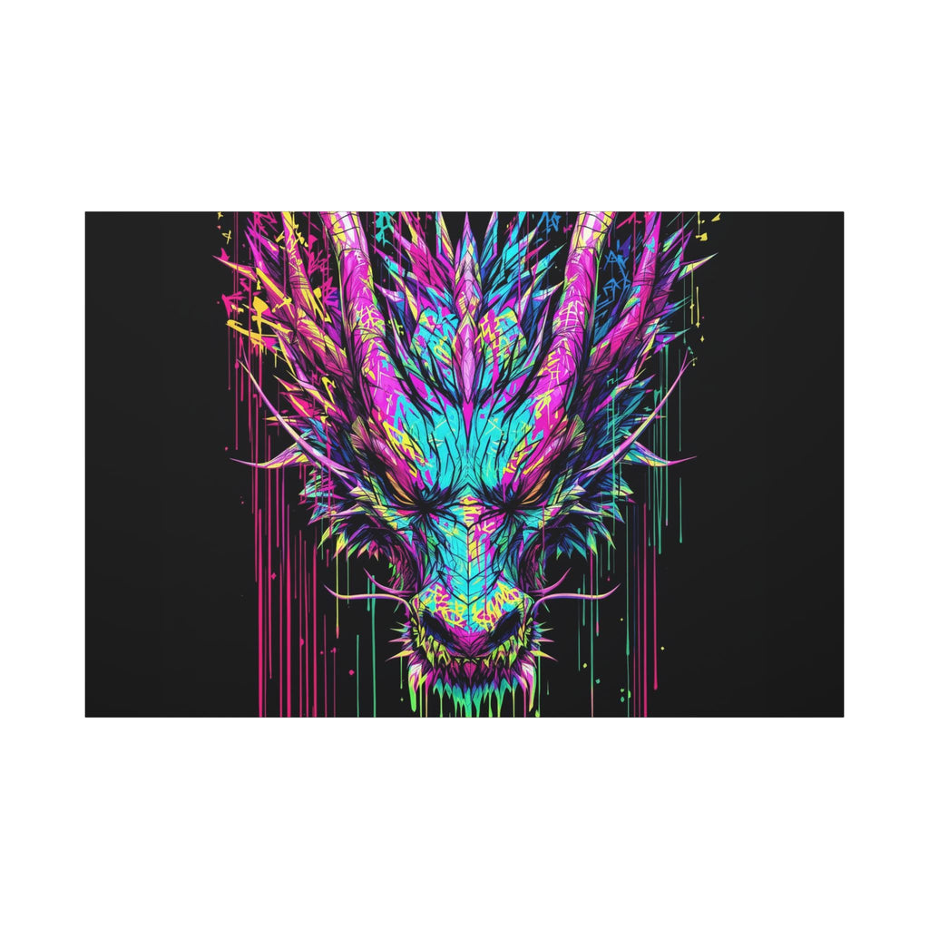 Neon Dripping Dragon Matte Canvas