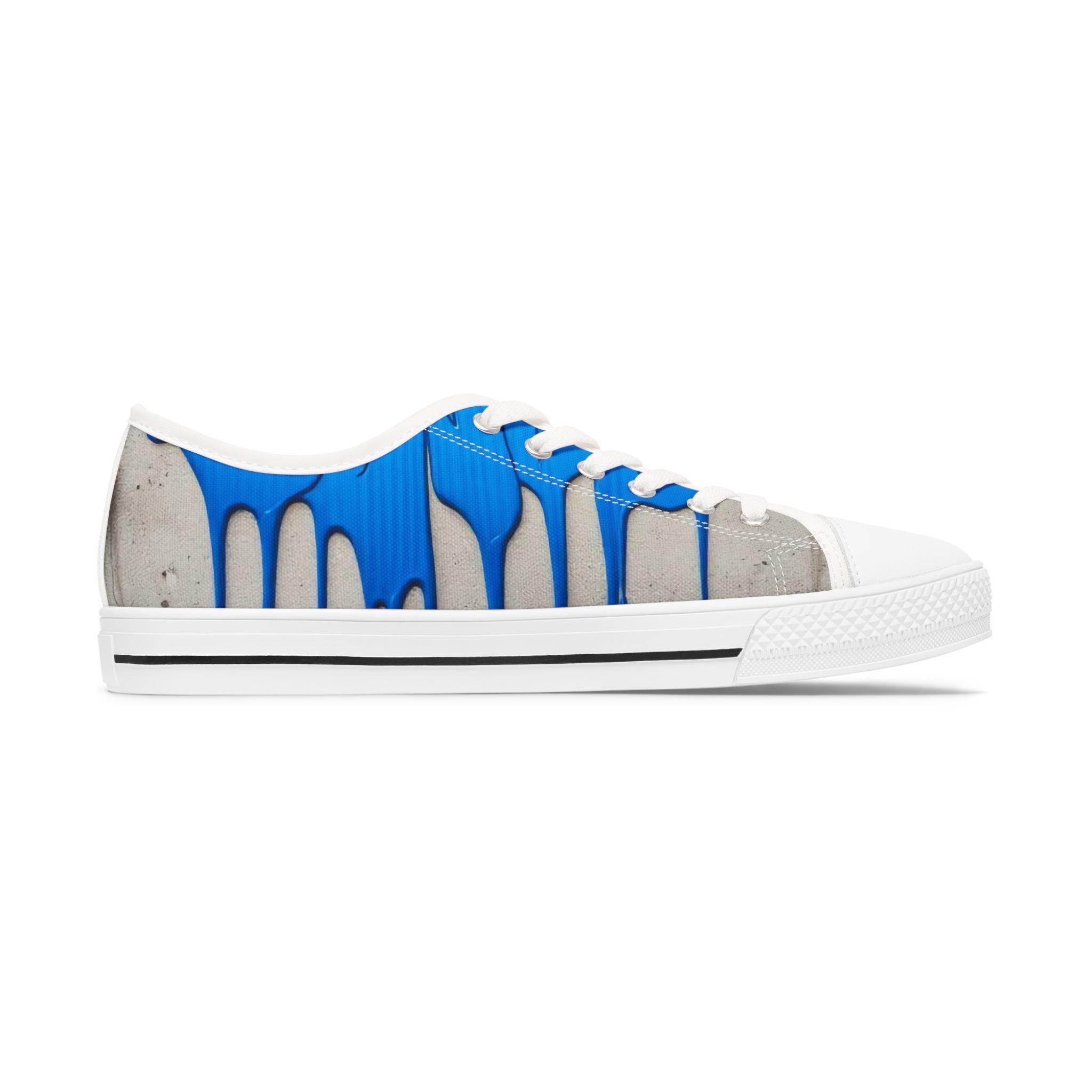 Blue Paint Drip Sneakers | Low Top Sneakers