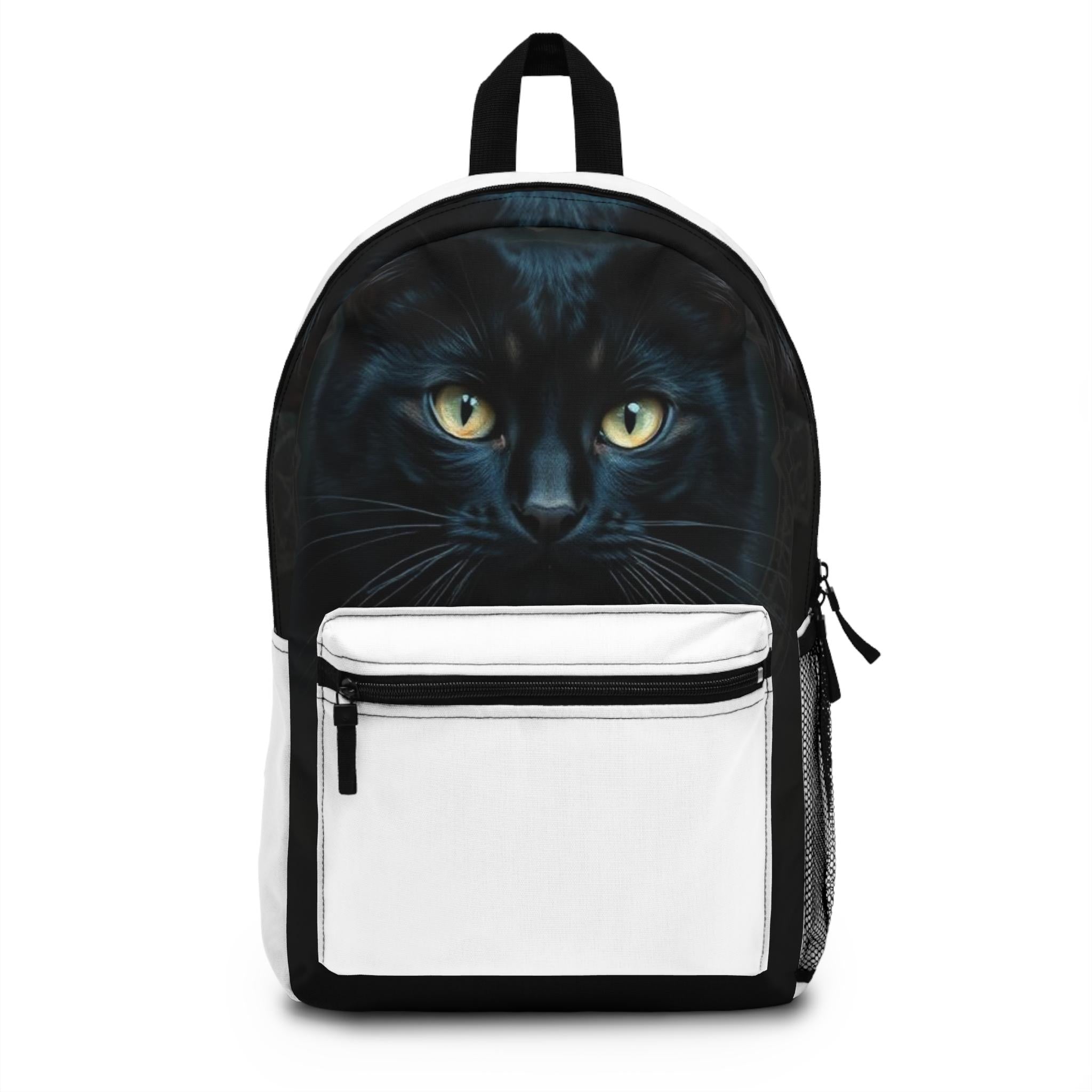 Black Cat Face Backpack | Yellow Eyes, Dark Feline Portrait