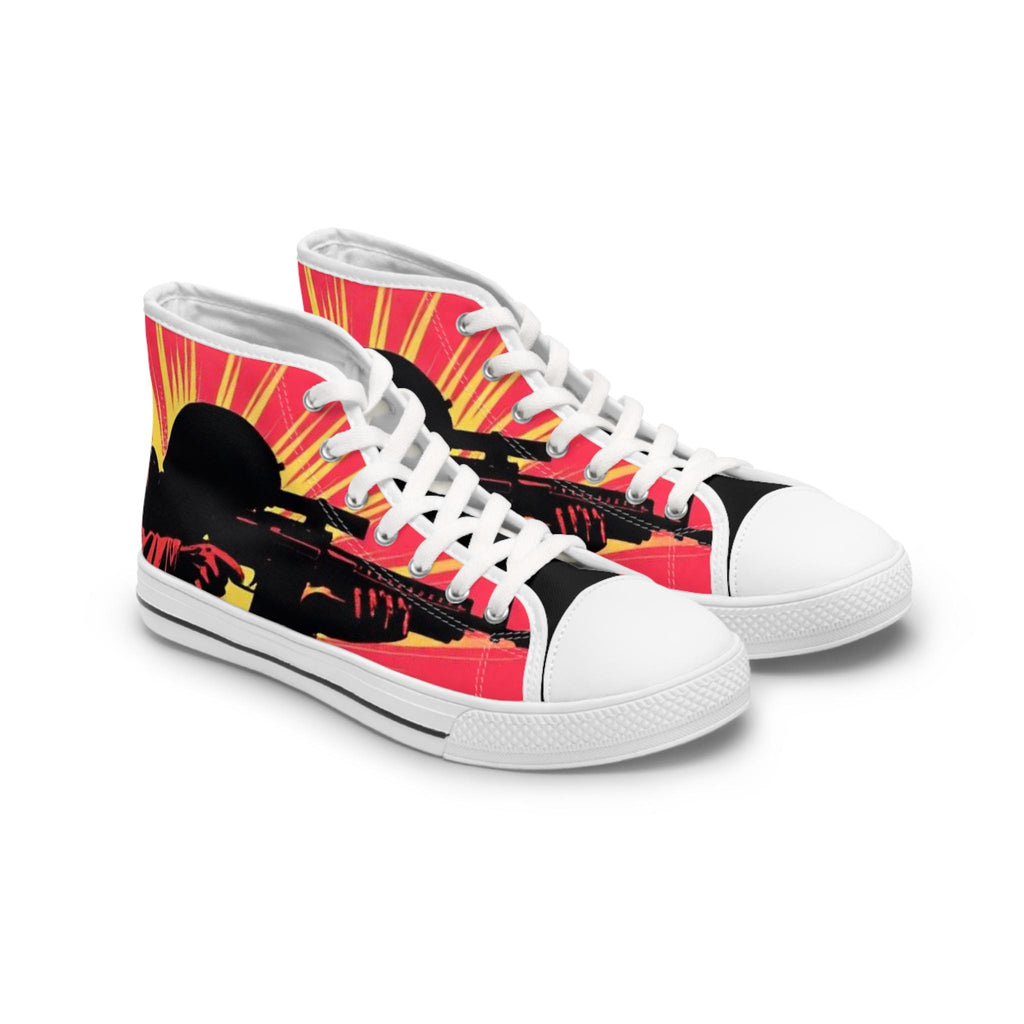 Sunburst Soldier Graphic Women's High Top Sneakers | Music Rocker Shoes