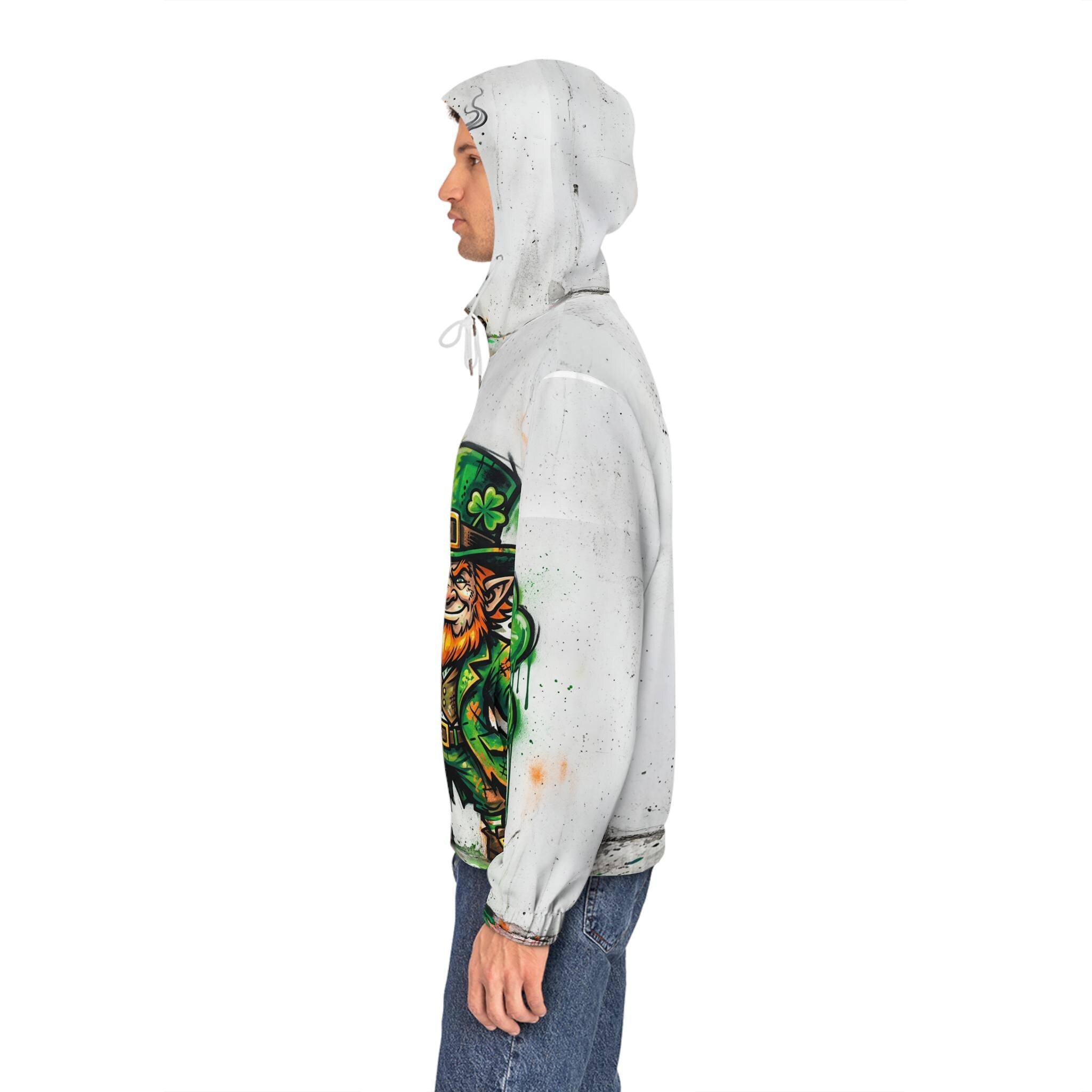 Leprechaun Shamrock Graffiti Hoodie | St. Patrick's Day Street Art Full-Zip