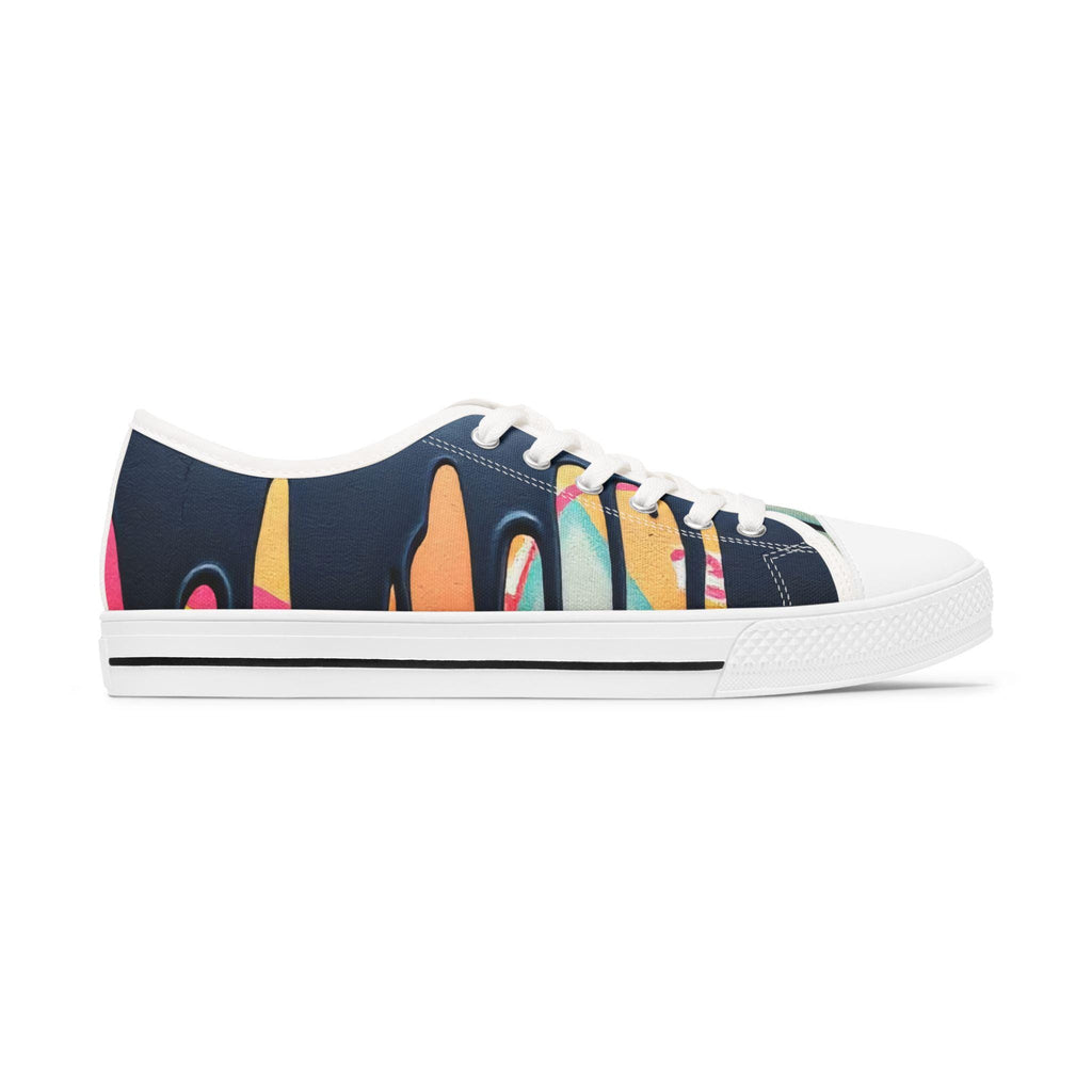 Paint Drip Pattern Women's Low Top Sneakers | Neon Paint Splash Design