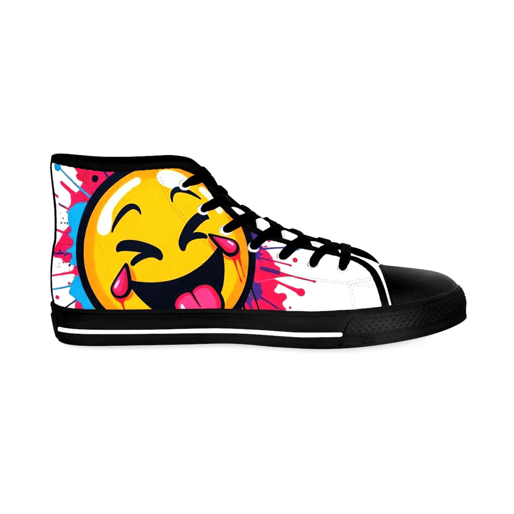 Emoji Tongue Smile High Top Sneakers | Colorful Street Art, Drip Paint
