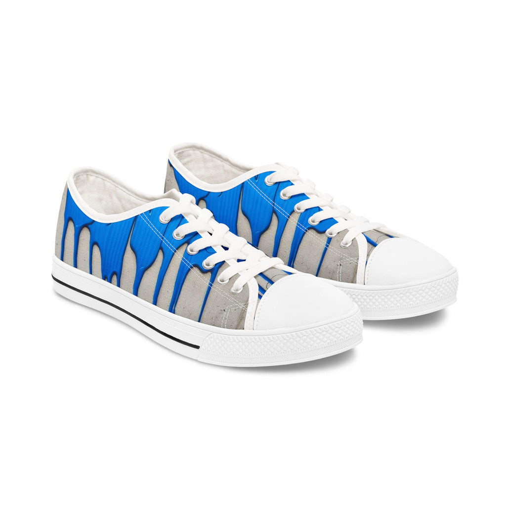 Blue Paint Drip Sneakers | Low Top Sneakers
