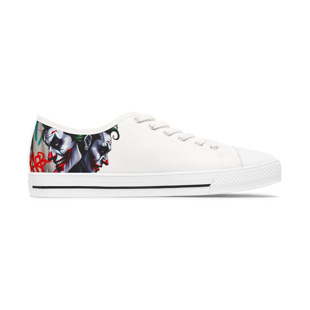 Joker Clown Face Women's Low Top Sneakers | Clown Skull Street Art Shoes