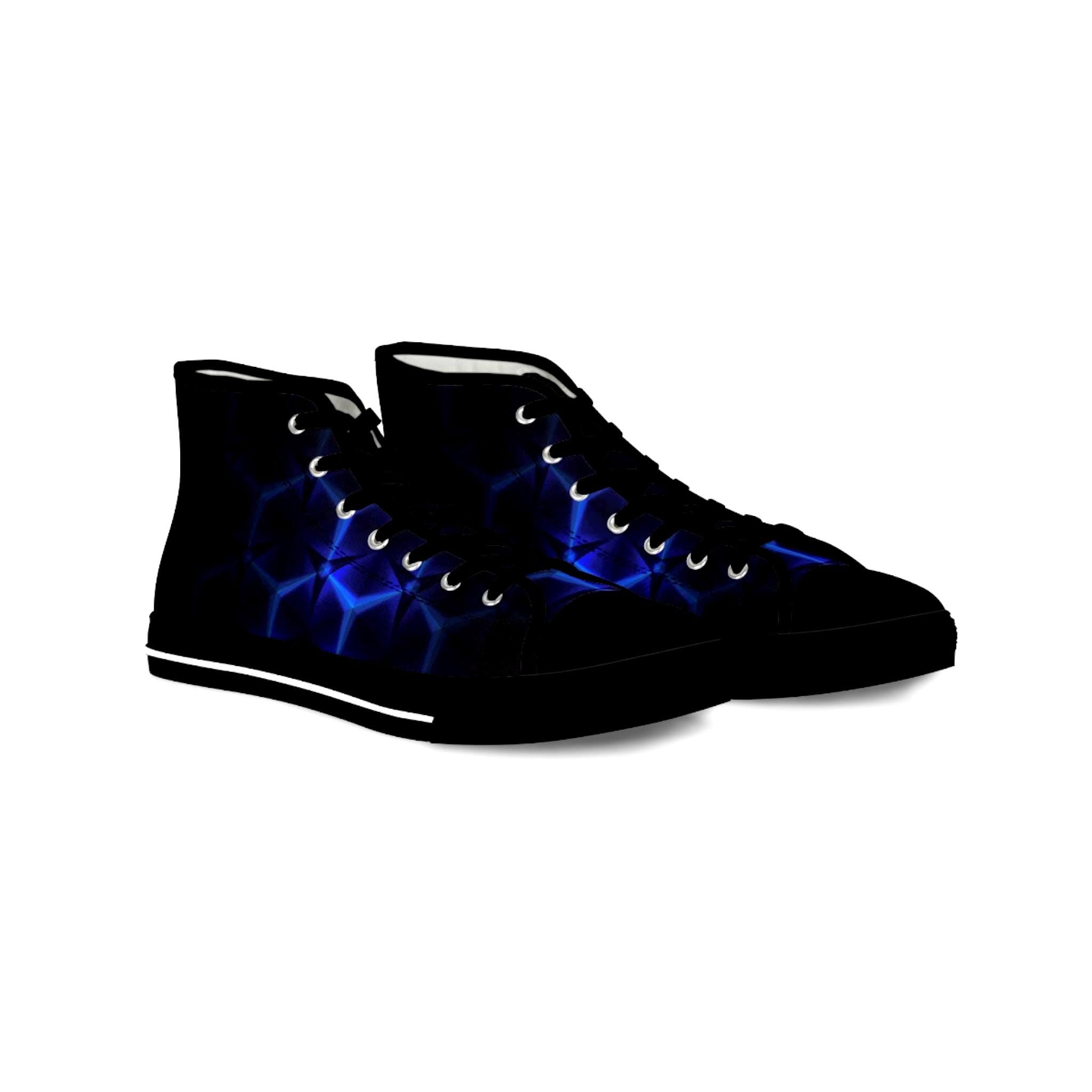Blue Hexagon Circuit High Top Sneakers | Futuristic Geometric Shoes