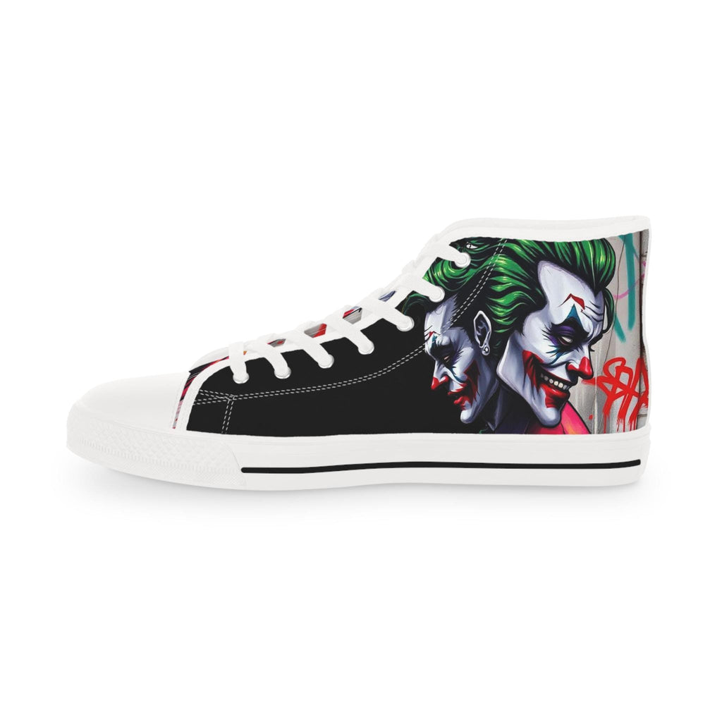 Men's Joker Clown Face High Top Sneakers, Comic Book Art Footwear