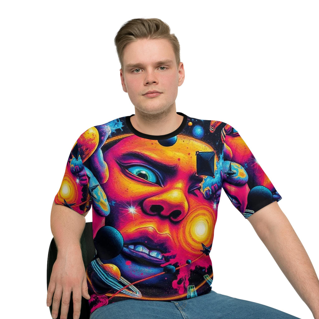 Psychedelic Space Face cosmic planets T-Shirt | All-over print