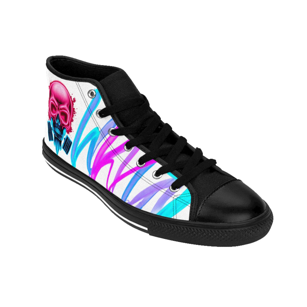 Neon Skull Graffiti Sneakers | High-Top Sneakers