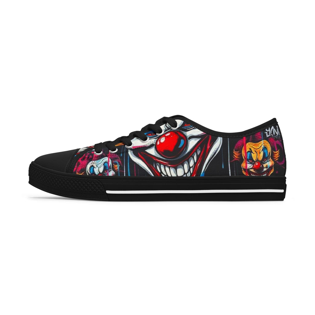 Scary Grinning Clown Sneakers Women's Low Top Sneakers | Horror Circus Pattern