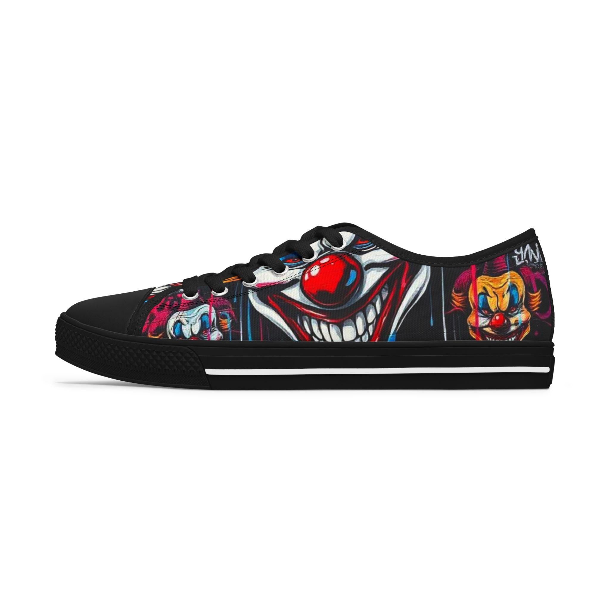Scary Grinning Clown Sneakers Women's Low Top Sneakers | Horror Circus Pattern