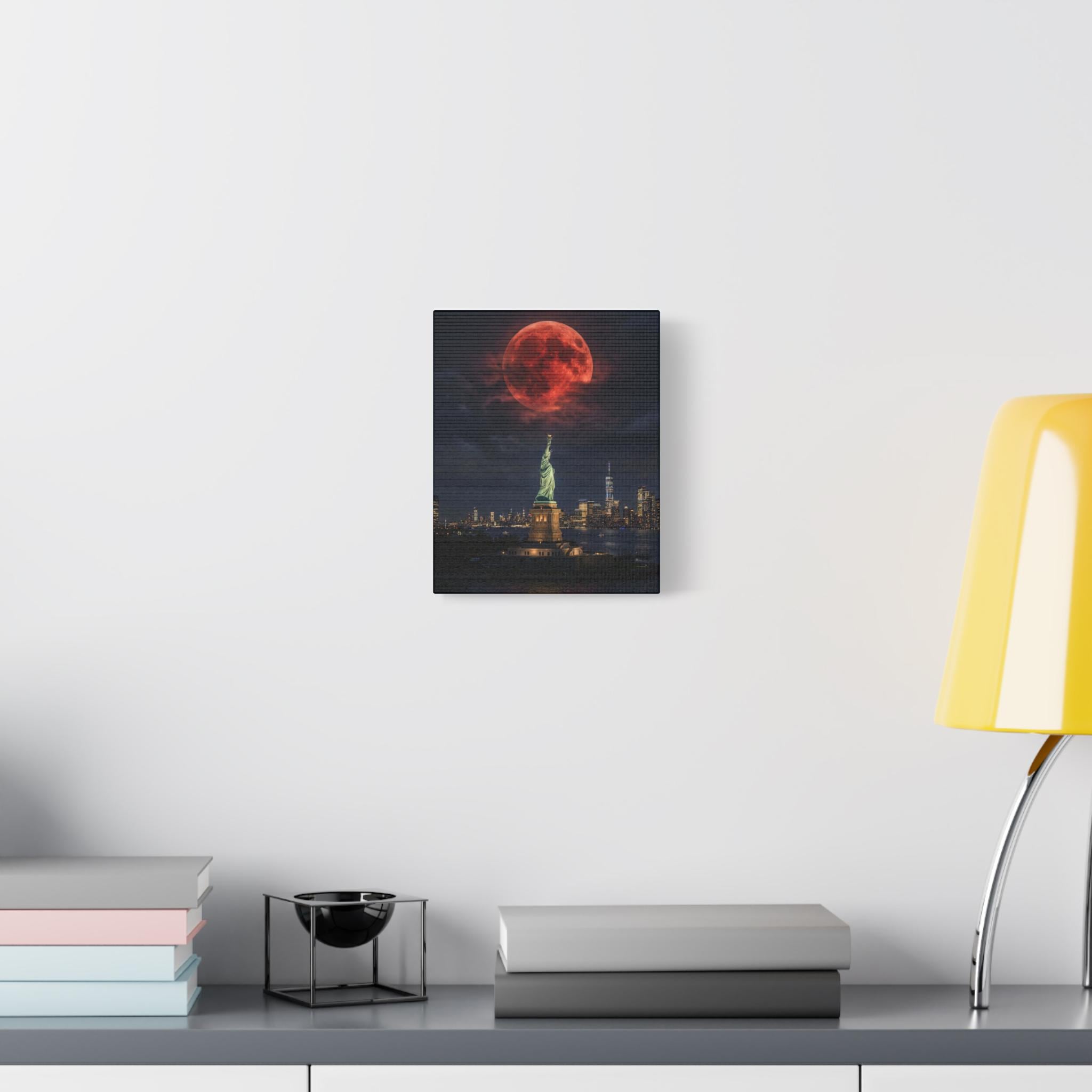 Blood Moon over New York City Matte Canvas | NYC Night Skyline Wall Art
