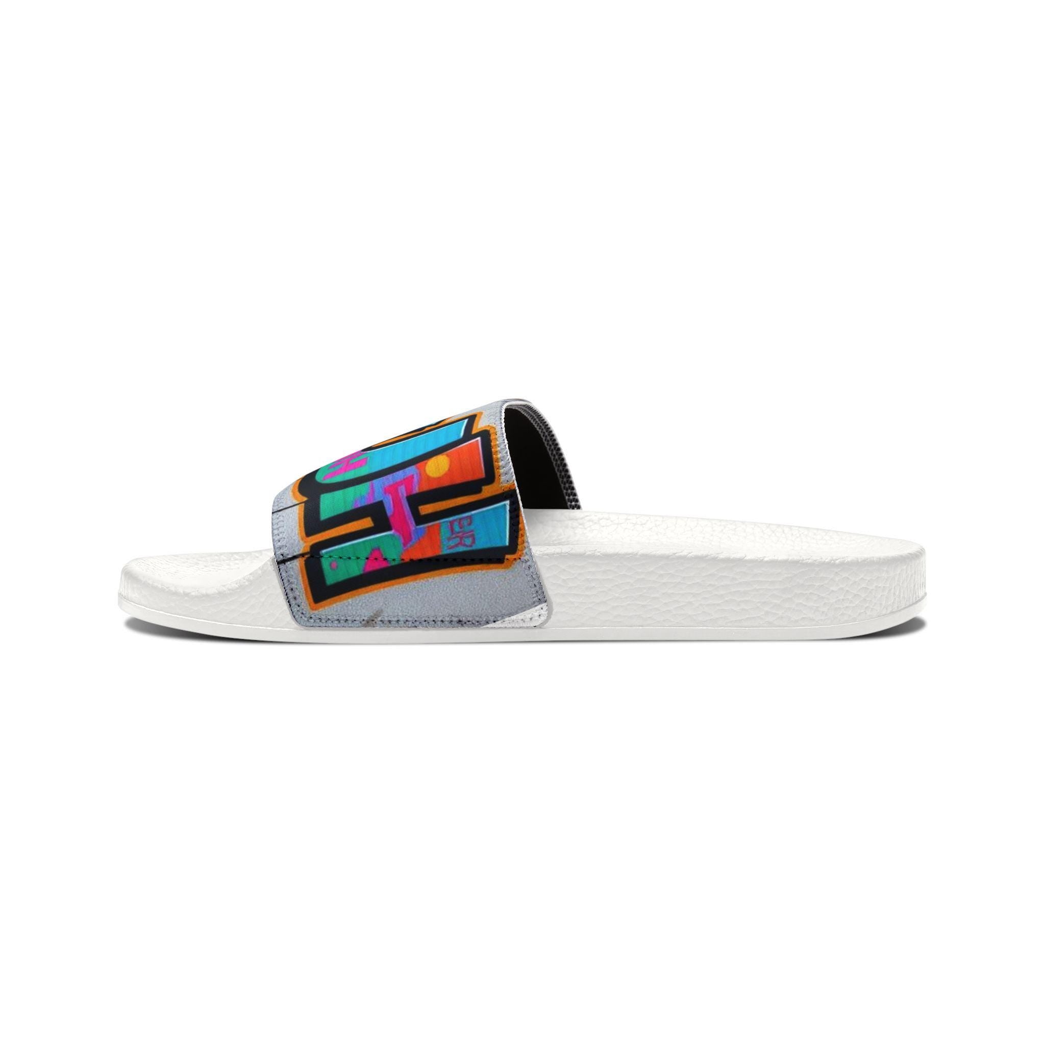 Graffiti Emoji Slide Sandals | Removable-Strap Slides