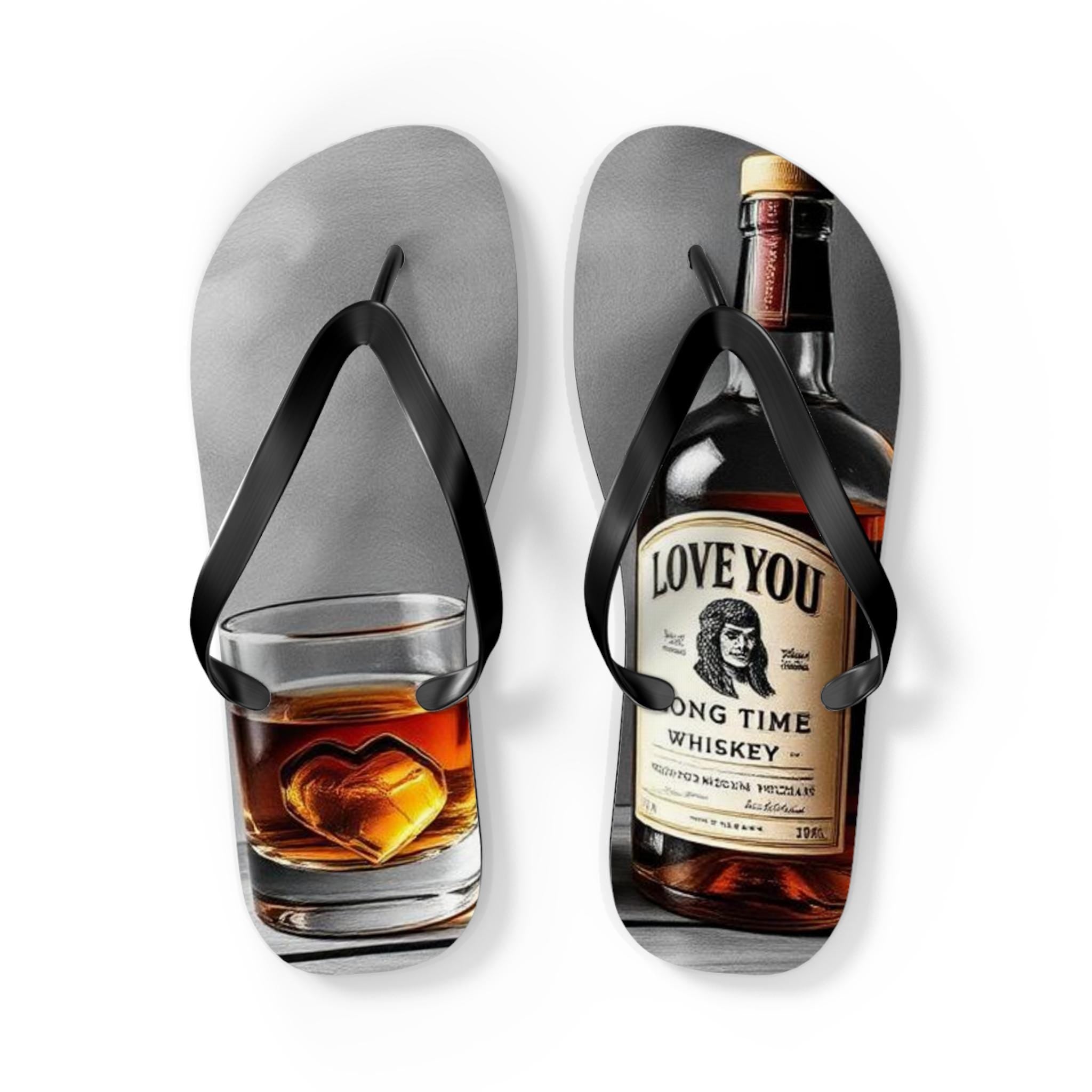 Whiskey Bottle and Glass flip flops | Alcohol Drink Sandals