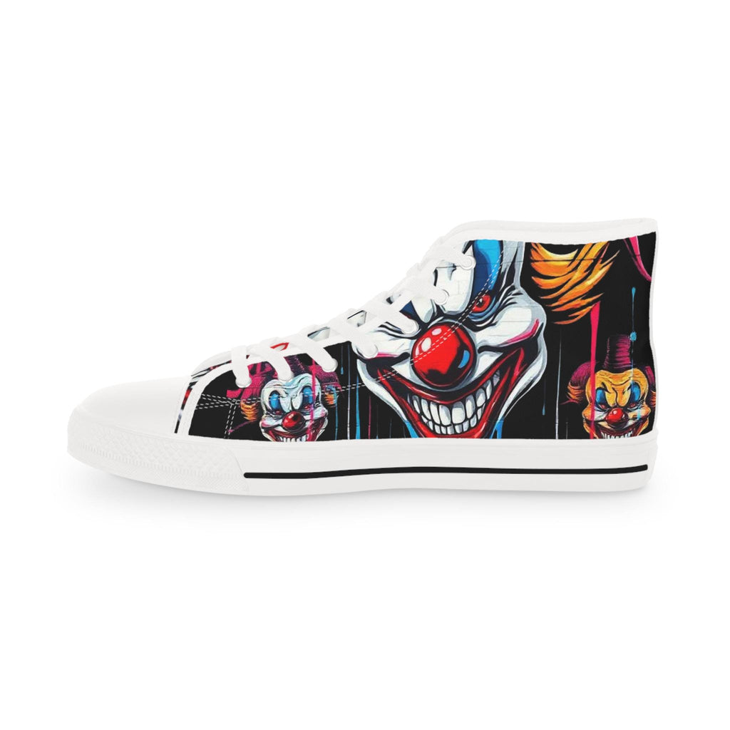 Scary Grinning Clown High Top Sneakers | Horror Circus Shoes