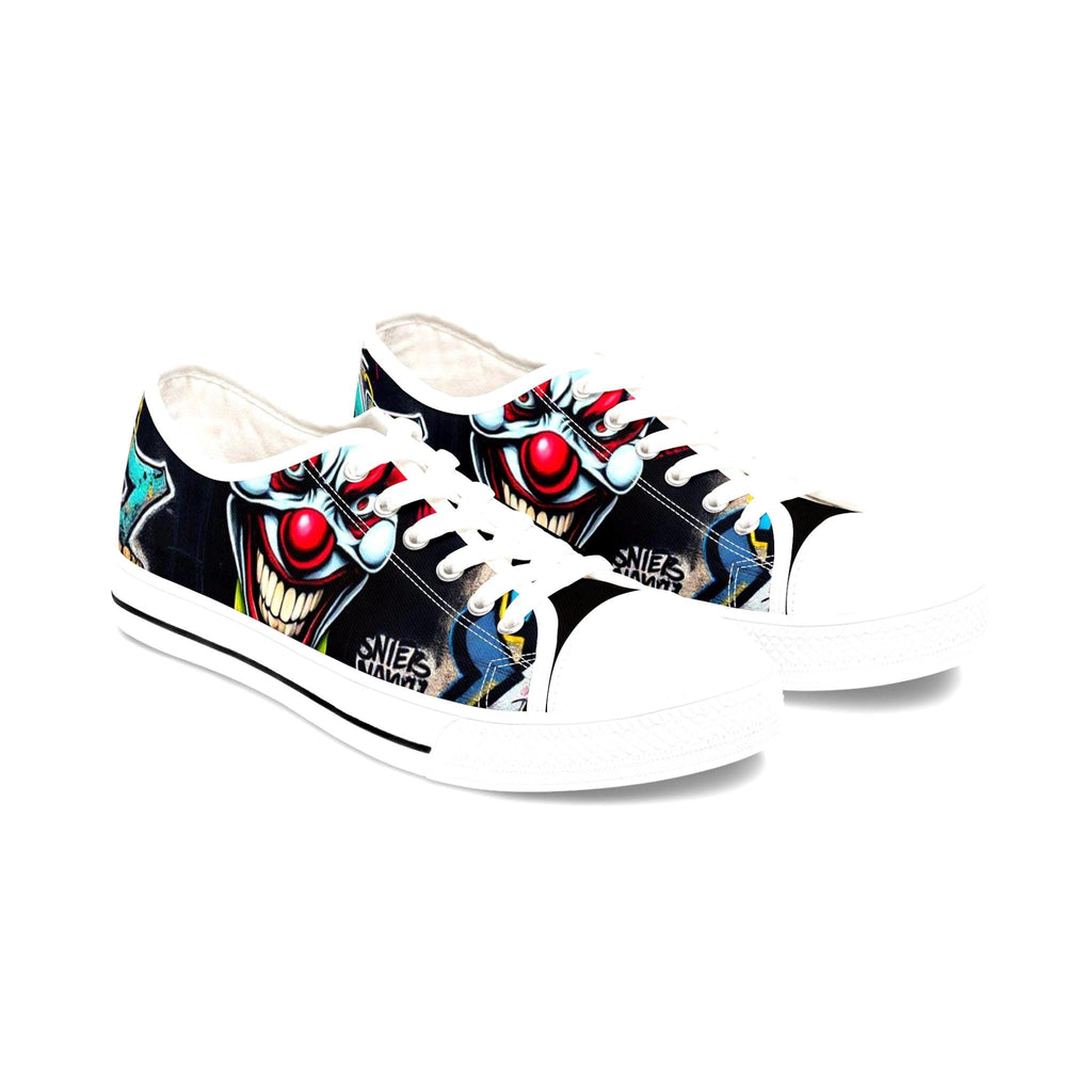 Creepy Clown Graffiti Face Women's Low Top Sneakers | Horror Carnival Art