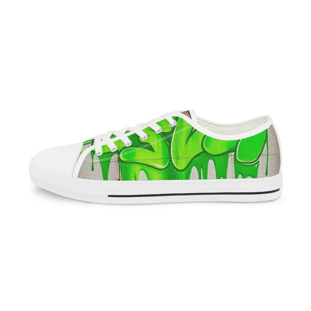 Green Paint Drip Sneakers | Low Top Canvas Shoes