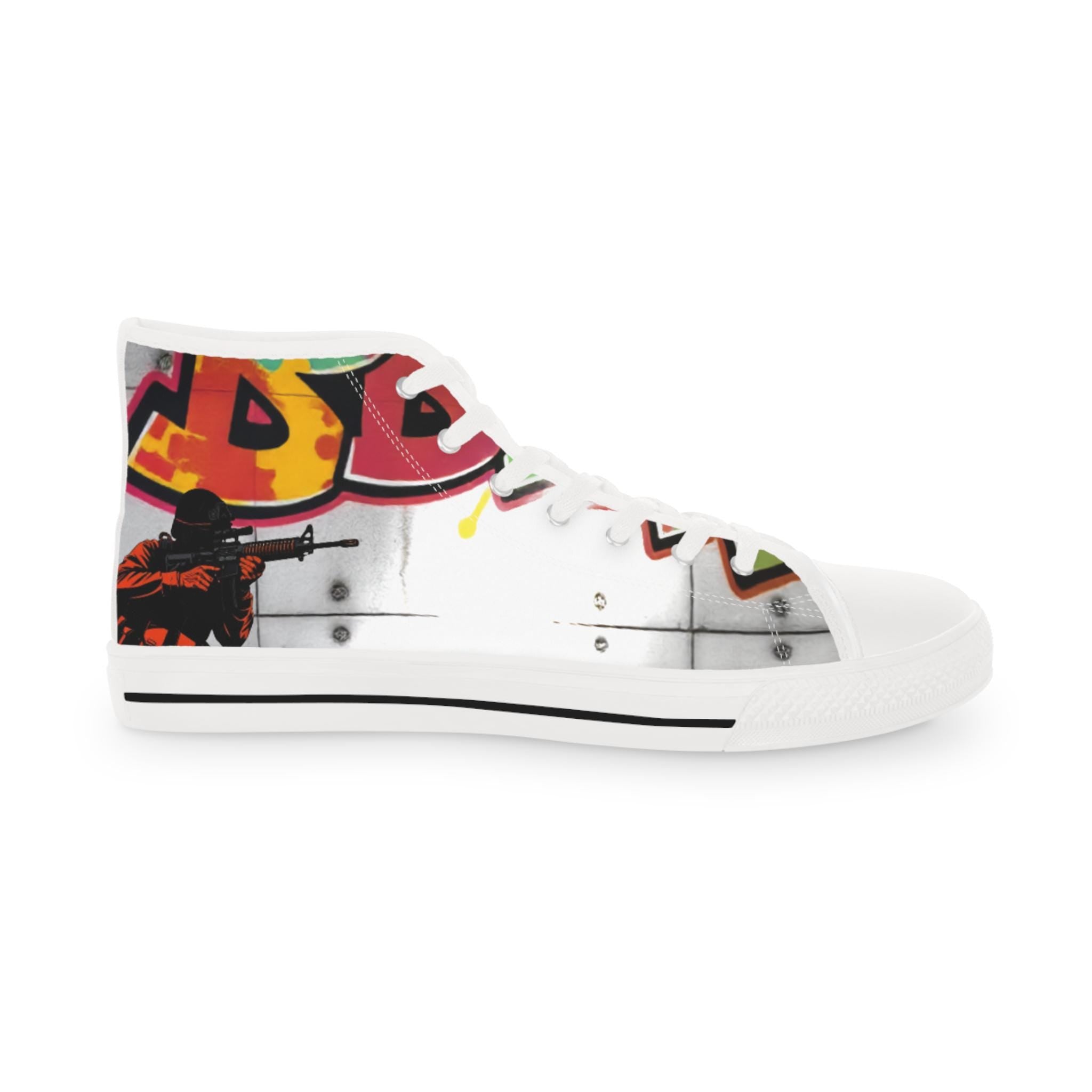 Graffiti Soldier High Top Sneakers | Street Art Canvas Shoes
