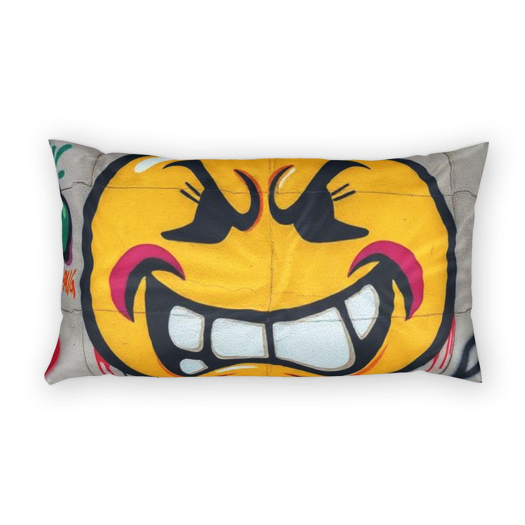 Grinning Emoji Face Pillow Sham | Graffiti Smile Decorative Pillowcase