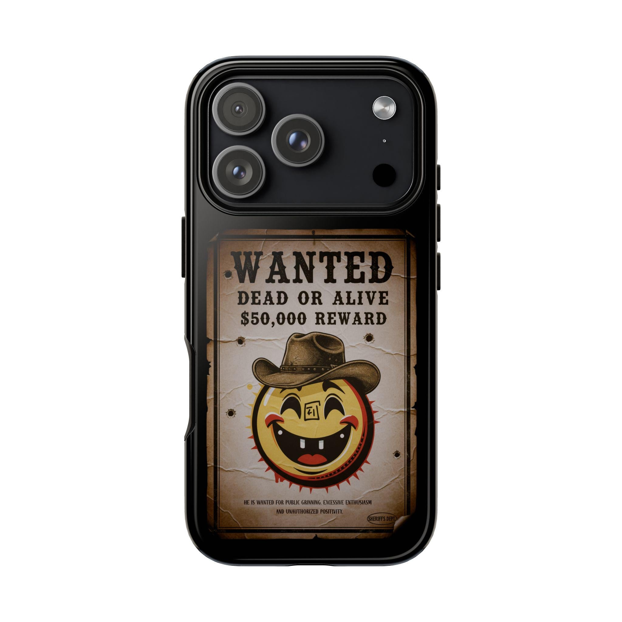 Wanted Poster Smiley Cowboy Phone Case | Western Vintage Outlaw Design