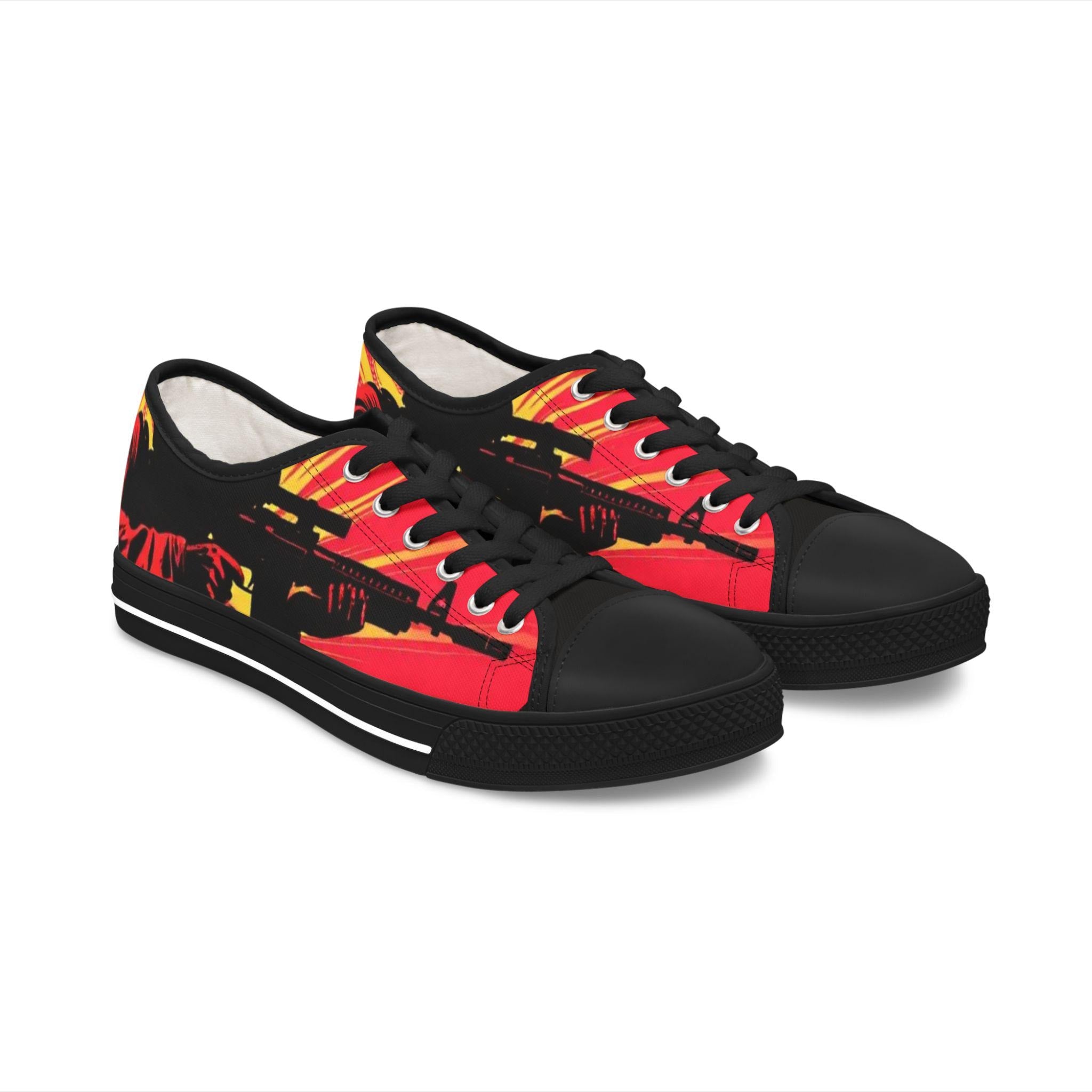 Sunburst Soldier Graphic Low Top Sneakers | Music Rock Instrument Shoes