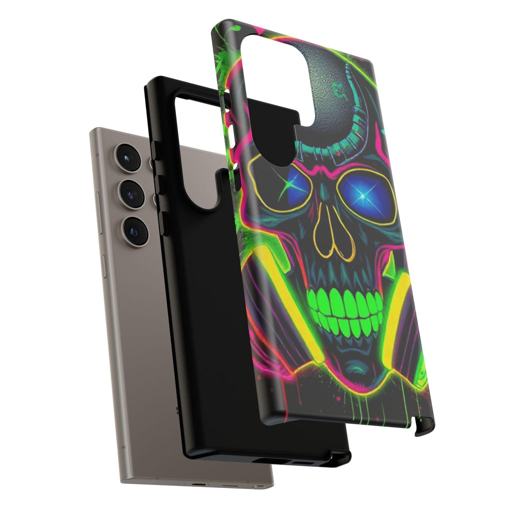 Neon Green Graffiti Skull Hard Shell Phone Case