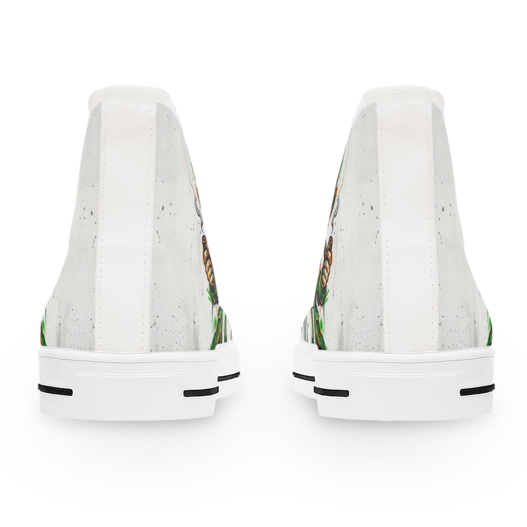 Leprechaun and Shamrock Women's High Top Sneakers | St. Patrick's Day Green Art